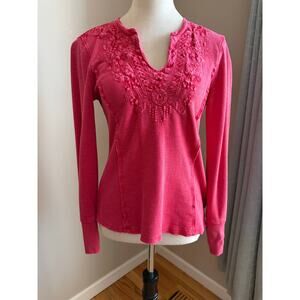 Sundance Pink Embroidered Cotton Top – Petite Medium